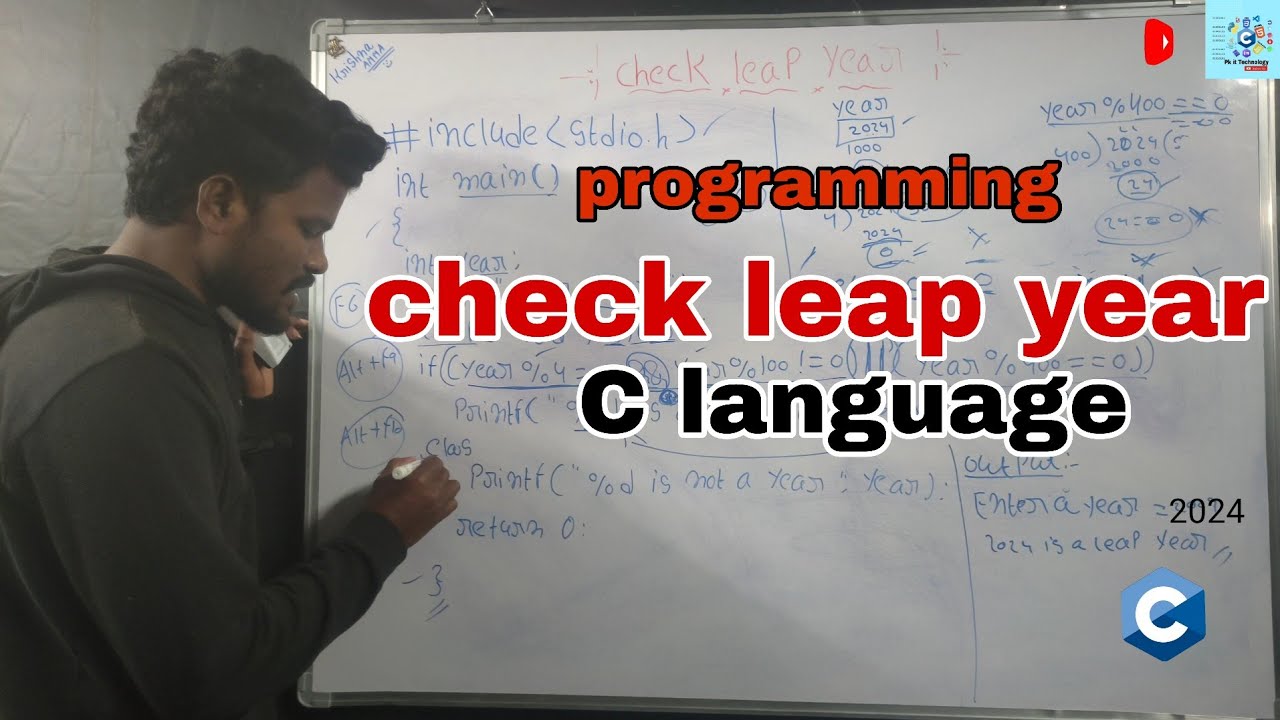 Check leap year in c programming || #clanguageintelugu #cprograming ...