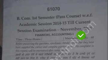 2017 Mdu Bcom Pass 1st Sem  Financial Accounting Question Paper #MduQuestionPaper