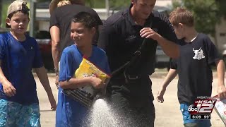 Young burn survivors bond with first responders at Camp David
