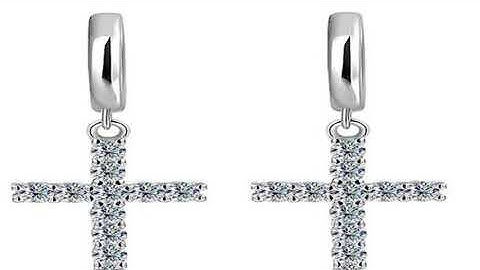 KNOBSPIN D VVS1 Cross Moissanite Earrings for Women Man GRA Certified Round Diamond Solid s925 Silve