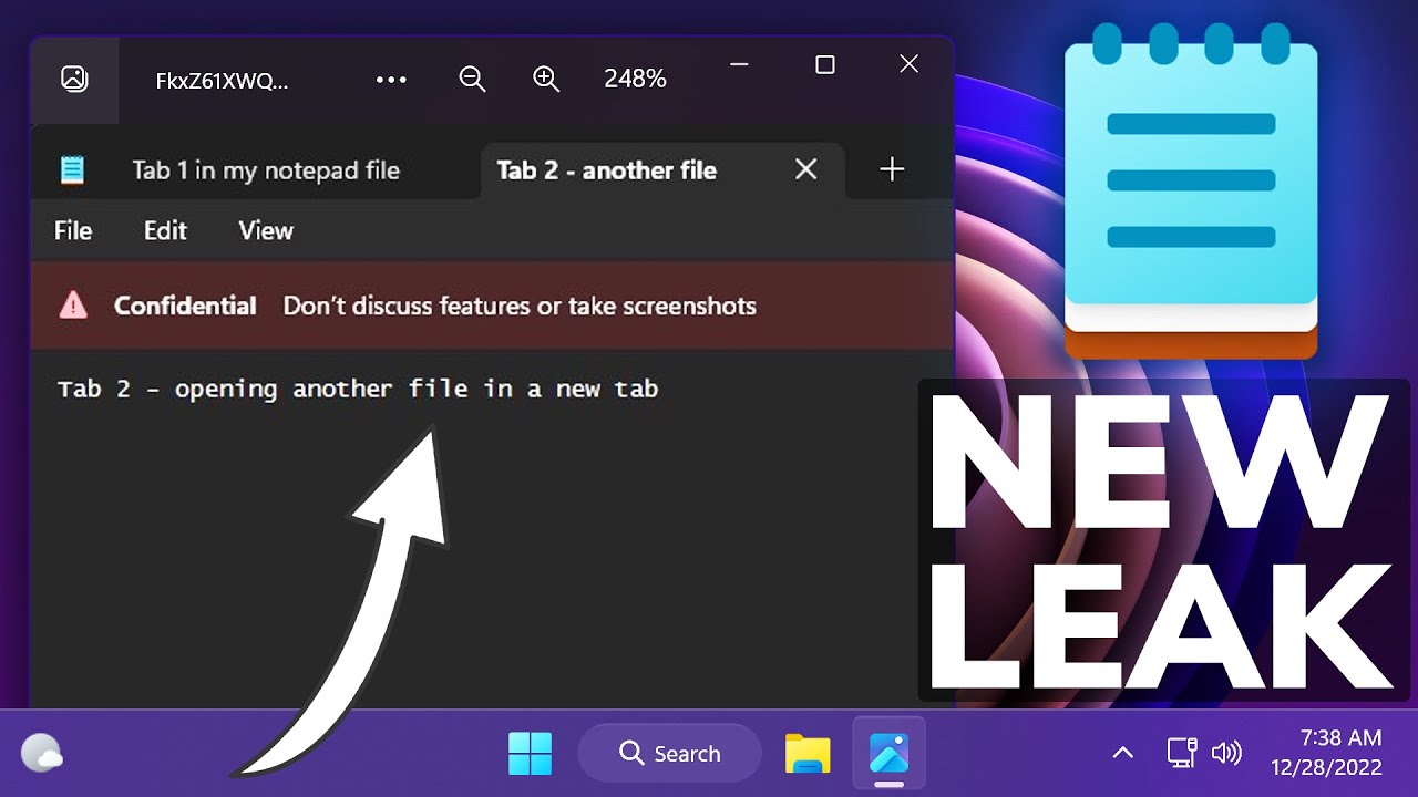 New Windows 11 Leak - Notepad with Tabs - YouTube
