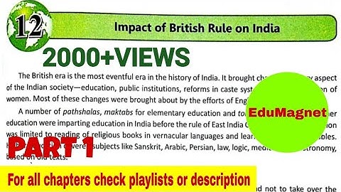 DAV SOCIAL SCIENCE CLASS 8 CHAPTER 12 THE IMPACT OF BRITISH RULE IN INDIA PART 1 BY EDUMAGNET