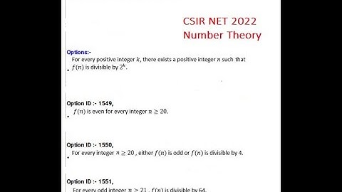 CSIR NET SEPT 2022,Number Theory Solution