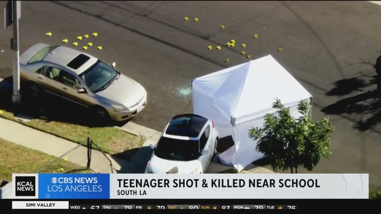Teenager shot and killed near school in South LA - YouTube