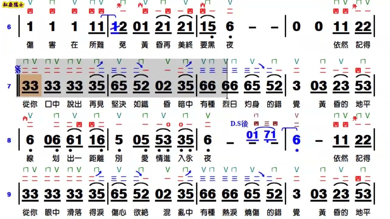 黃昏 - bB調伴奏(動態譜)