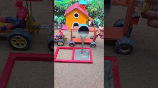 😱 Mini Tractor Making Cement Pillar | Amazing Real Working DIY Construction Machine 🚜 #shorts