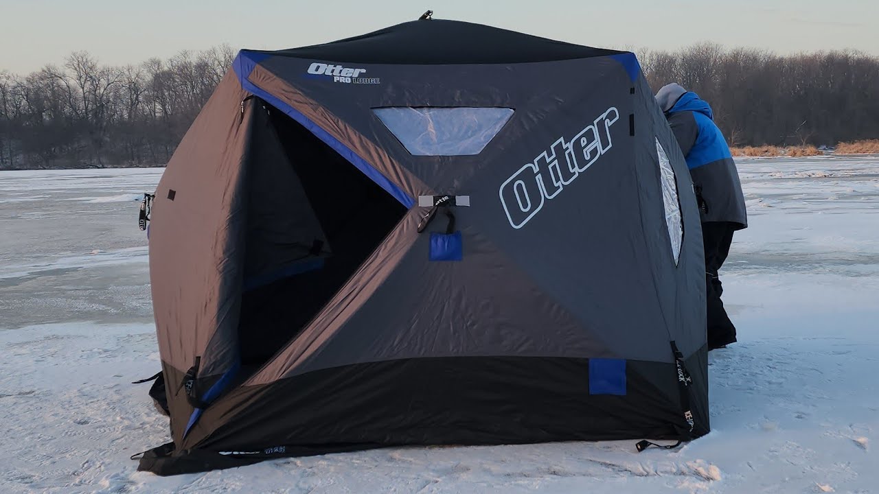 Ice Fishing in the Otter Vortex Pro Lodge otter icefishing 