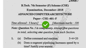 2018 Mdu BTech CSE 7th Sem Advance Computer Architecture Question Paper #MduQuestionPaper