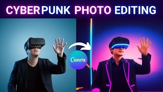 Insta trending cyberpunk neon photo editing effect in canva AI tutorial by DLC Ventures India screenshot 3