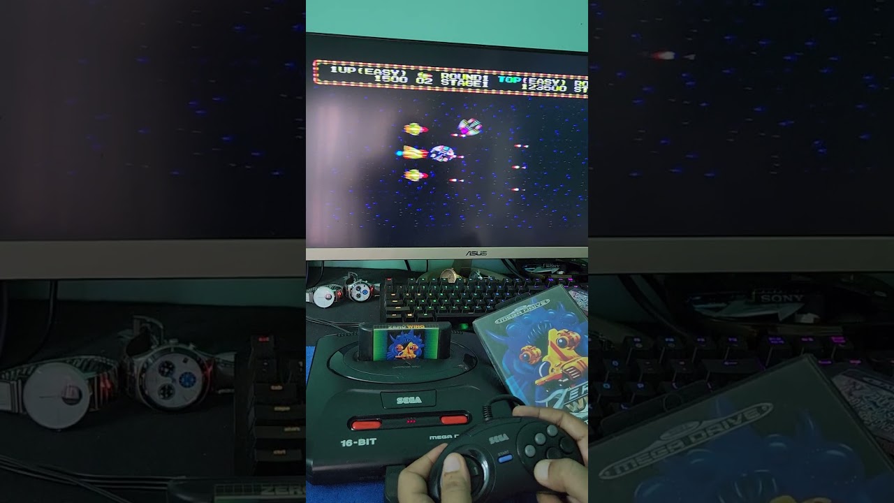 Zero Wing Playing on Sega Mega Drive 2 retro gaming 