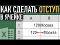 Как сделать отступ в ячейке Excel