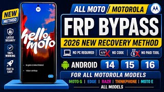 🔥 Motorola Moto FRP Bypass 2026 | Android 14/15/16 | Google Lock Fix | Latest Method | No PC