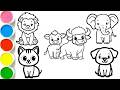Different Animals Drawing and Coloring for Kids | Learn Animals for Toddlers