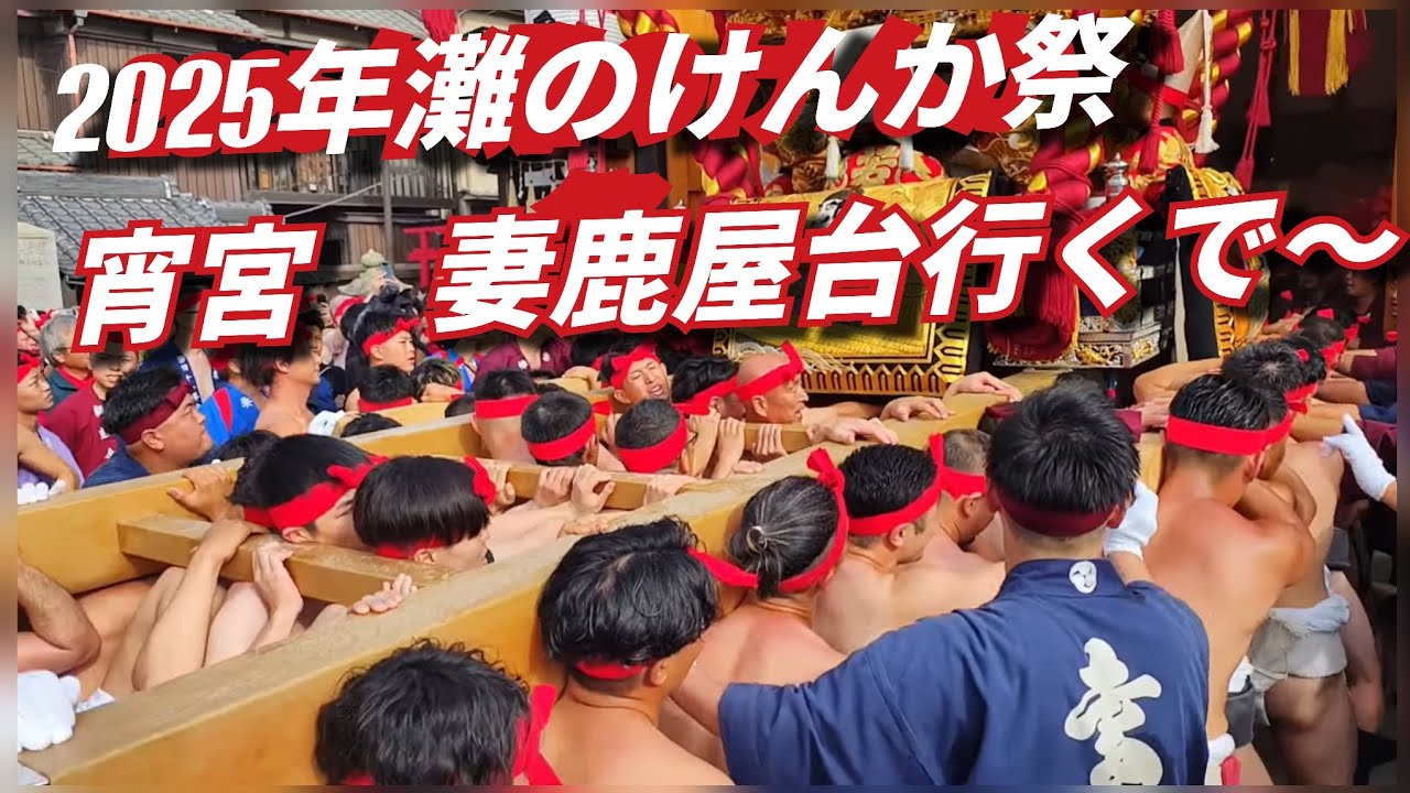 【2025年灘のけんか祭り】妻鹿 宵宮10月14日 屋台蔵出発 前髪出立ち 屋台練り出し