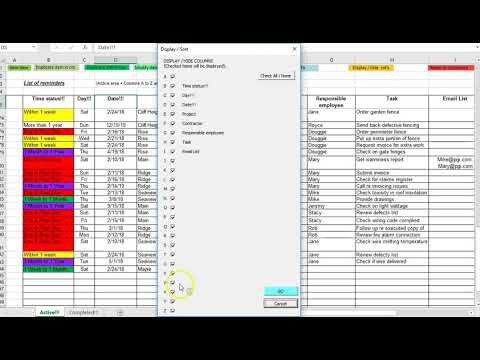 Project manager reminder / to-do list spreadsheet in Excel - Freeware - YouTube