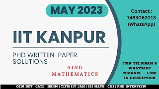 IIT KANPUR MAY PhD entrance Solutions