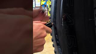 One out. One in. 👊 #mtb #mountainbiking #tubeless #tubelessrepair #tubelessplug