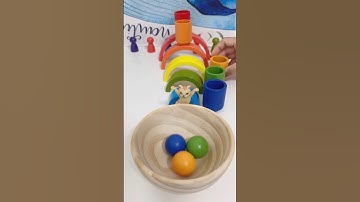 Oddly Satisfying and Relaxing ASMR ⏮️🌈 Reverse Video. Color Sorting Wooden Balls and Colorful Cups