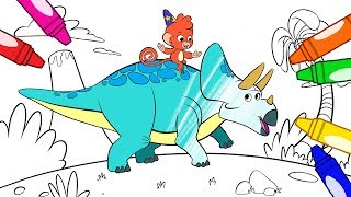 Triceratops Coloring Book | Dinosaur Drawing and Coloring Pages for kids | Club Baboo