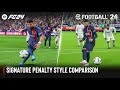Ea sports fc 24 vs efootball 2024  signature penalty styles comparison