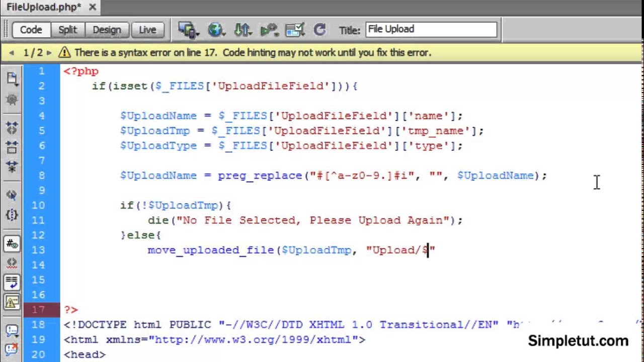 html file upload example code