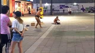 SUMO rapper performs on the square in Tokyo, JAPAN. Fun Time in Shinjuku