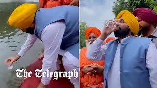 Punjab Chief Minister drinks water straight from polluted river