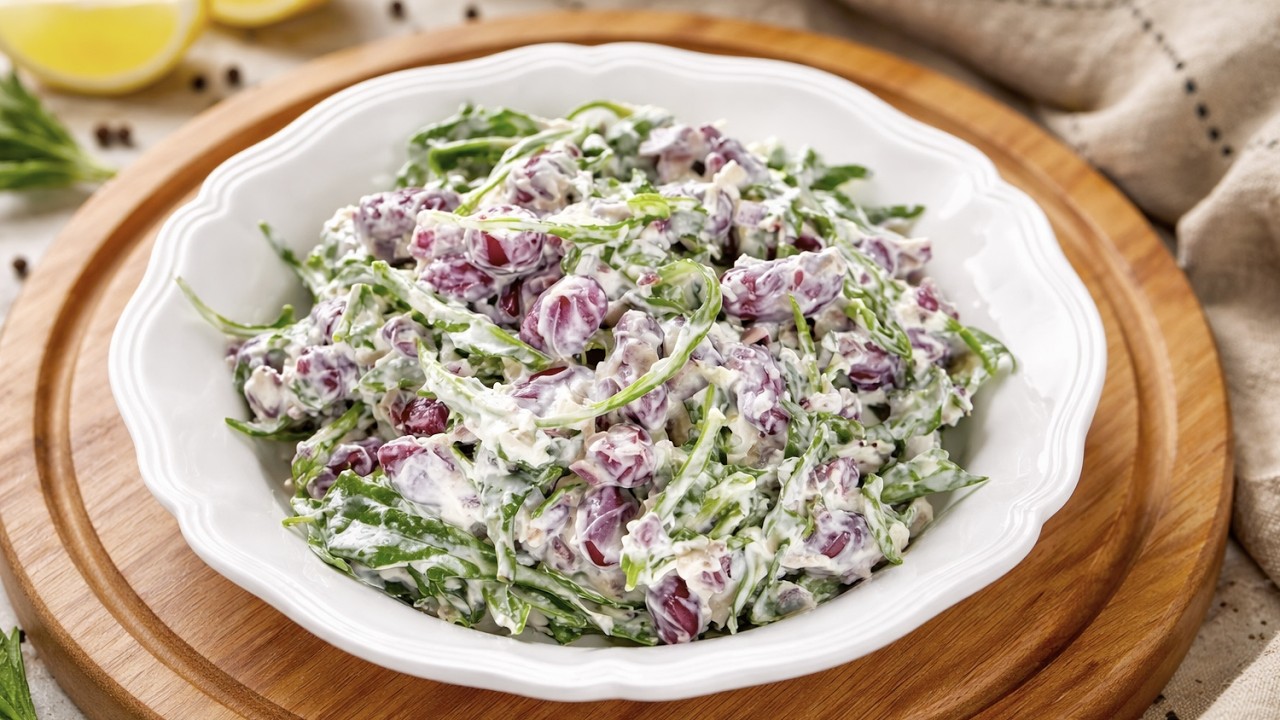 Самый вкусный салат за 5 минут! 🥗 Фасоль, руккола и нежный сыр (без майонеза)
