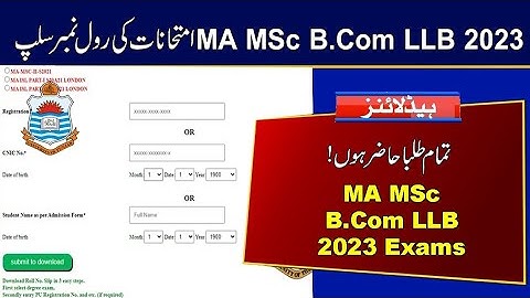 PU Roll Number Slips of MA MSc B.Com LLB 2023 Exams | Punjab University Roll No. Slips