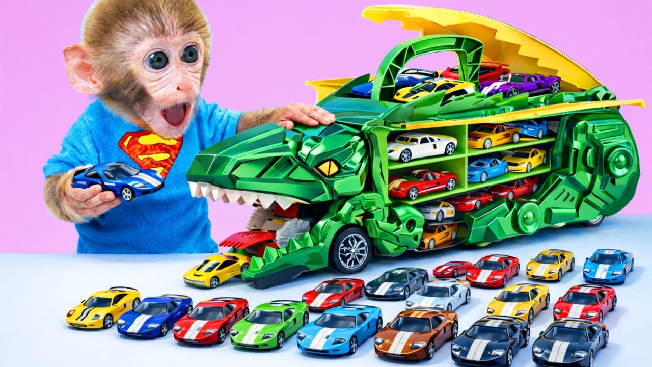 Affe JoJo spielt mit Hot Wheels Autos und RETTET die Dino-Stadt | JoJo und Freunde