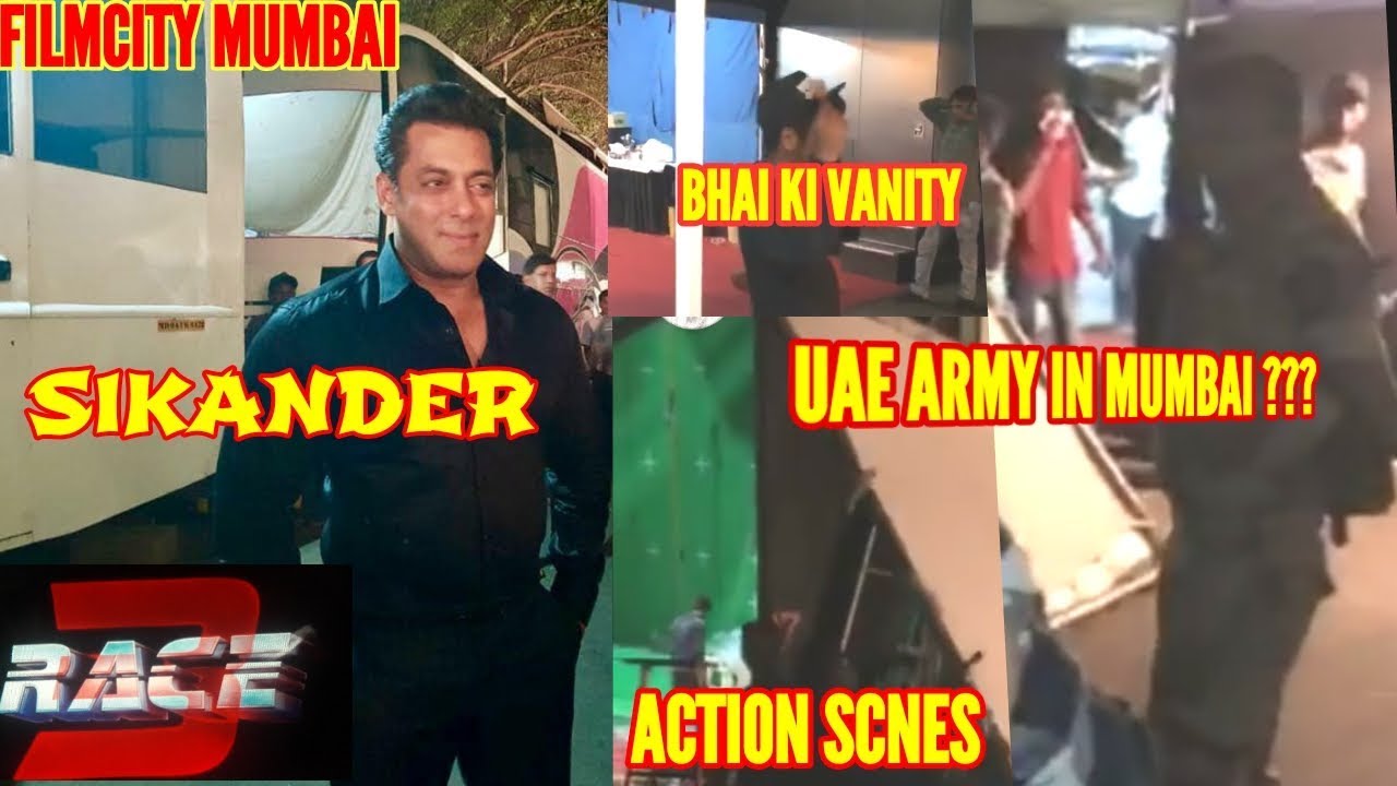 SALMAN KHAN ON SET FOR RACE 3 SHOOT IN FILM CITY | UAE ARMY SPOTTED | ACTION SCENES SHOT