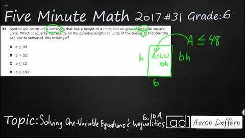 6th Grade STAAR Practice Solving One-variable Equations and Inequalities (6.10A - #4)