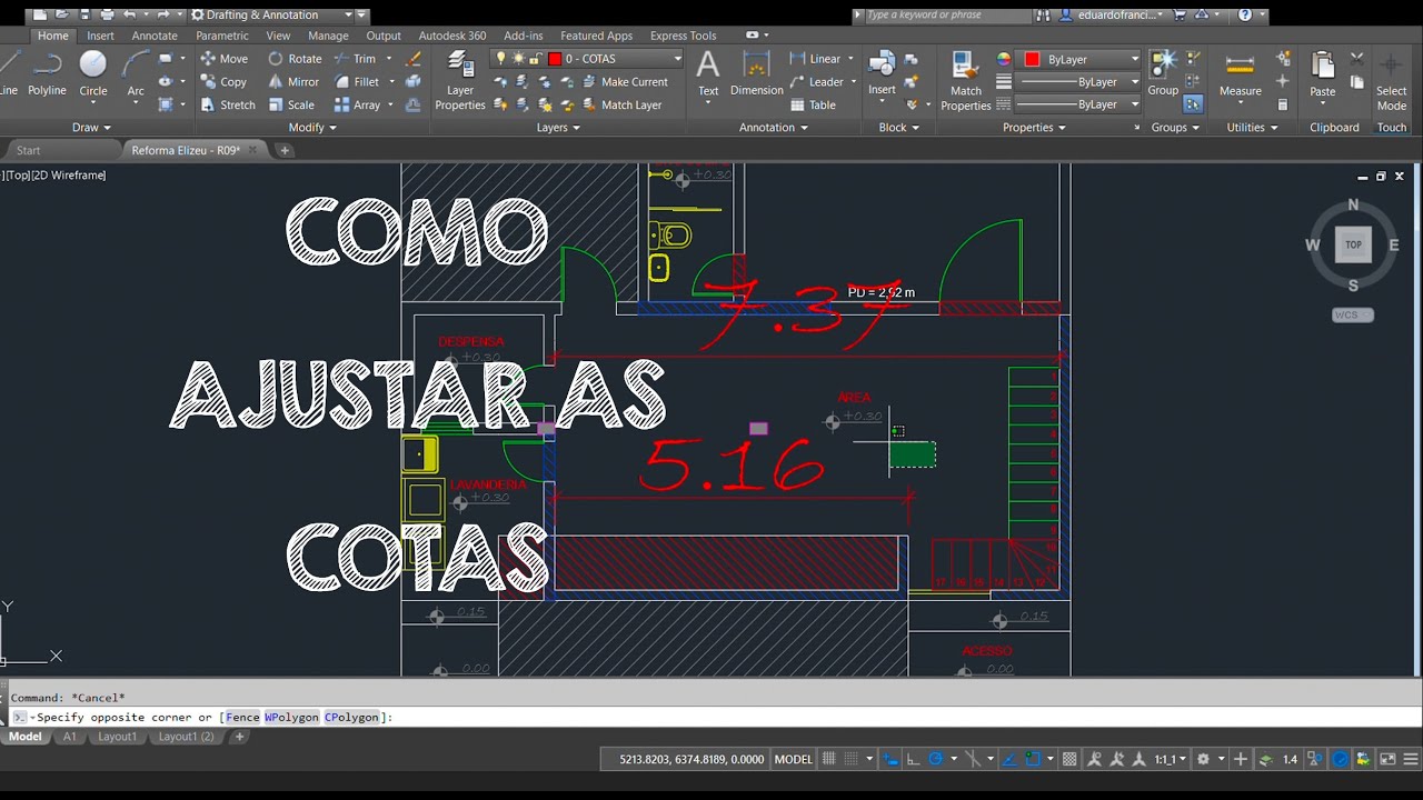 COMO AJUSTAR AS COTAS NO AUTOCAD? - YouTube