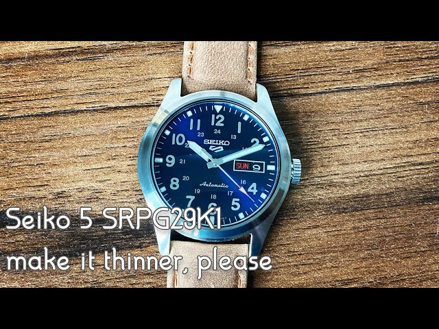 New Seiko 5 Field Watch SRPG29K1 - a pity it\'s a lil\' too thick - YouTube