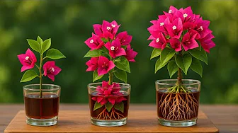 Just 1 Cup! Bougainvillea branches take root and bloom 5 times faster than usual.