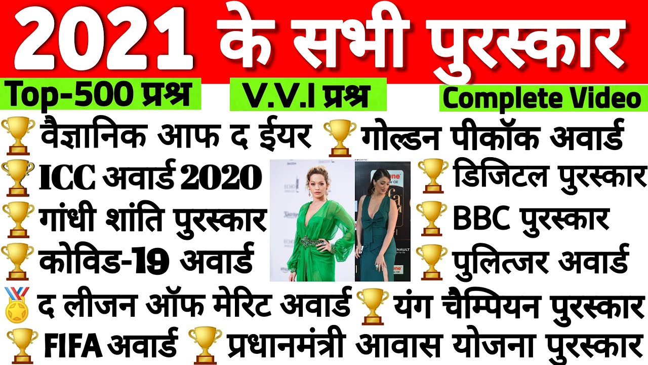 2021 के सभी पुरस्कार | 2021 ke puraskar aur samman | Awards and honours | Current Affairs 2021