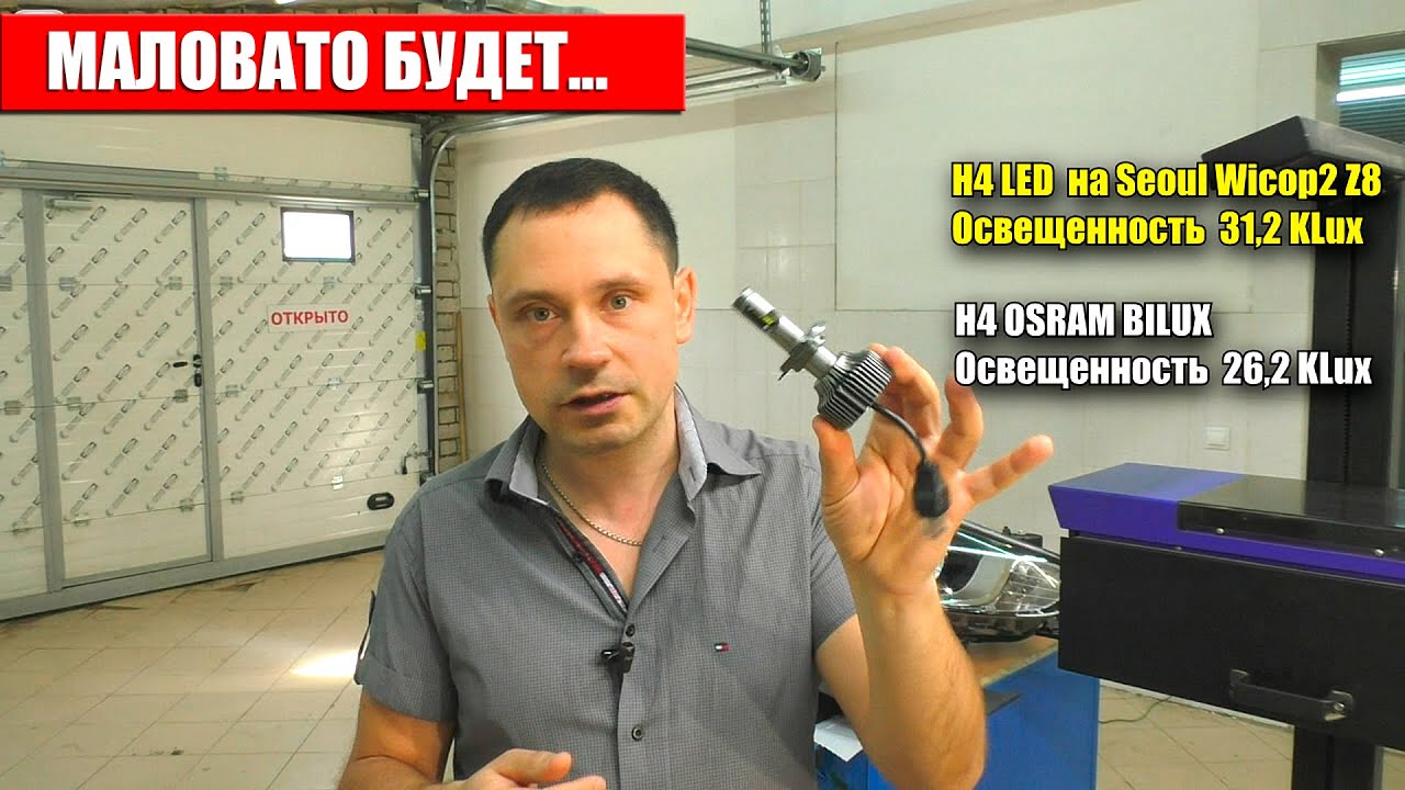 Тест Светодиодных Ламп H4 на Seoul Wicop2 Z8