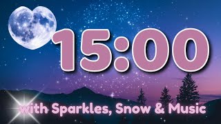 15 Minute Countdown Timer for Valentine's Day | Heart-Shaped Moon & Calm Music 🌙✨ screenshot 3