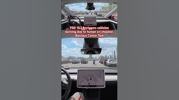 FSD 13.2.8 triggers collision warning for human on R. Barclays Center Test #teslafsd #fsdbeta #fsd