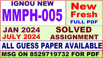 MMPH 005 solved assignment 2024 / mmph 005 solved assignment 2024 in english / ignou mba mmph005