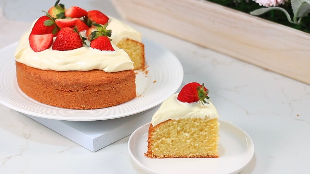 🍓Torta de Vainilla y Crema Chantilly 🍓 Muy esponjosa 🍓