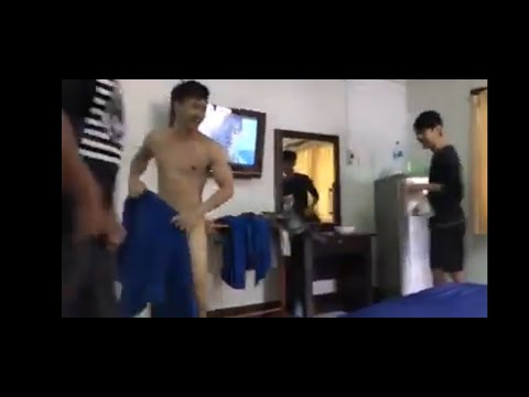 exciting  fit asian gym guy good body naked attack by friends