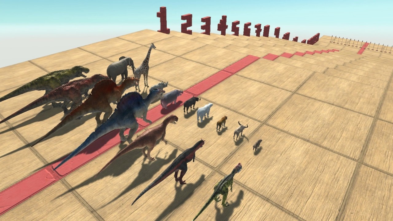Dinosaur Speed Test on Giant Staircase - ARBS Simulation