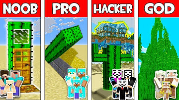 Minecraft NOOB vs PRO vs HACKER vs GOD : FAMILY CACTUS BASE in Minecraft! Animation