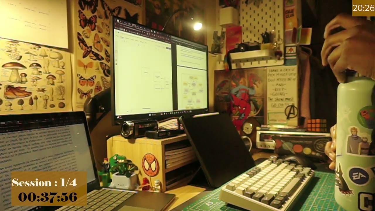 study with me 3hrs | 50/10 pomodoro and brown noise