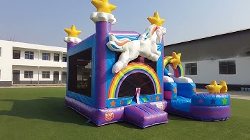 Outdoor wholesale kids chateau gonflable combo inflatable bouncer unicorn bounce house water slide