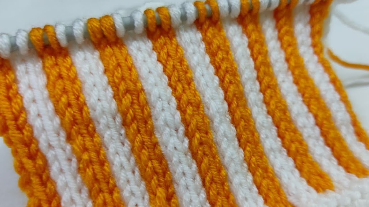 Vertical Strip pattern two colours knitting design two colors