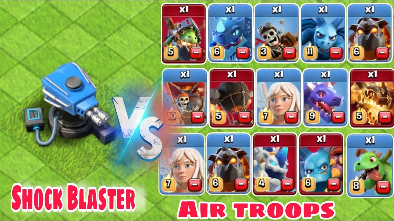 Shock Blaster vs  all air troops | clash of clans | ClasherMonu10
