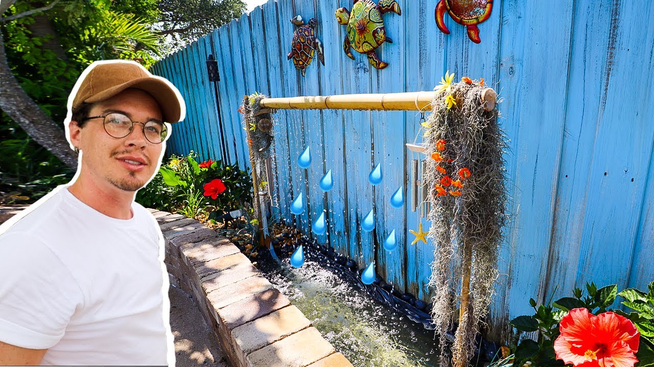 DIY Bamboo Waterfall / Tropical Backyard Makeover