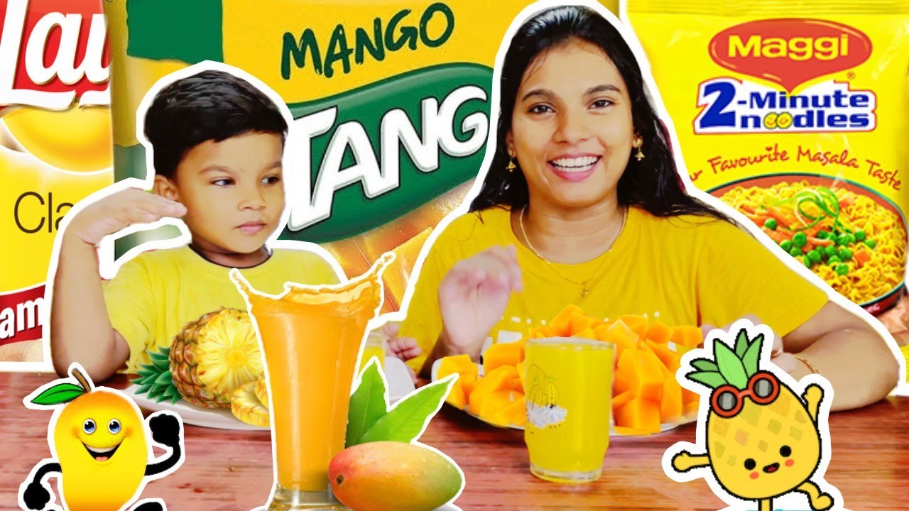 🍋EATING ONLY YELLOW COLOUR FOOD FOR 24 HOURS😍CHALLENGE|KUNJAPPAN